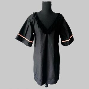 Maryley Black Ruffles Sundress Coverup Dress Made in Italy